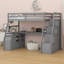 Lit mezzanine avec tiroirs, tablettes et bureau-1193084903