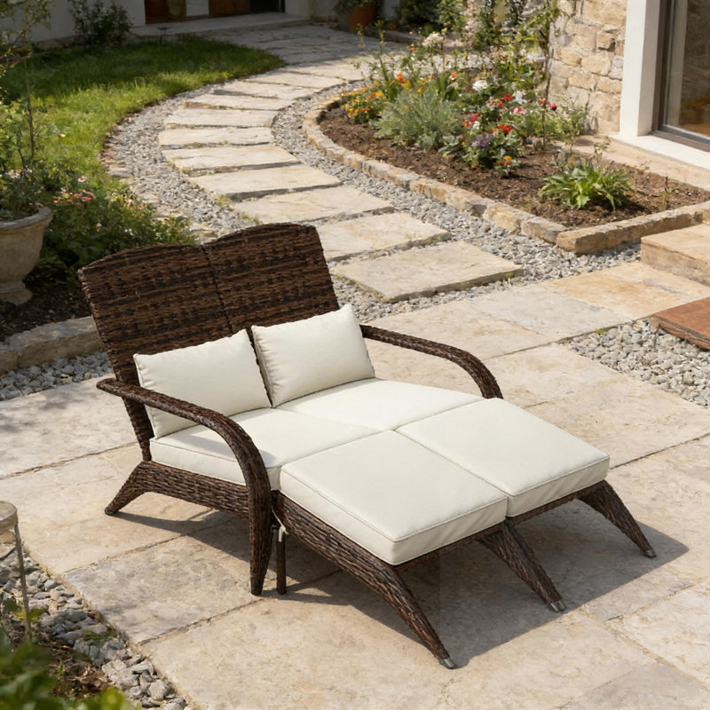 Outdoor High-Back Chair,Garden Wicker Chair,2 Person Fire Pit Chair,Lounge Chair