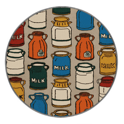 Washable Milk Cans Farm Area Rug