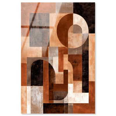 Art mural bohème à motif géométrique terre cuite par Art Remedy, prêt à accrocher, 10 x 15