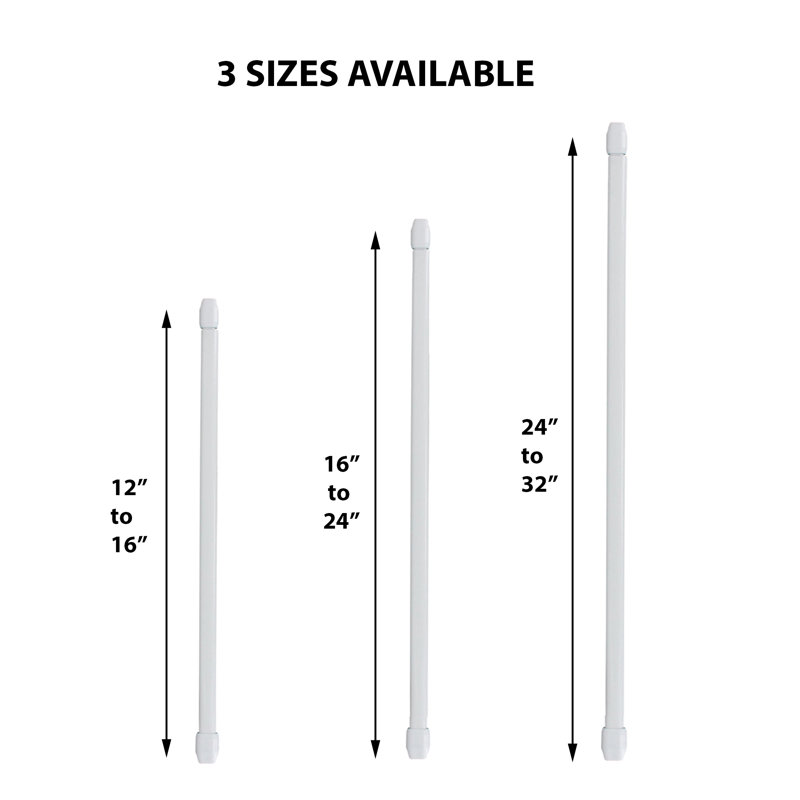 Tringle à rideaux simple réglable à surface plate Café Rod, 12 à 16 po, Blanc