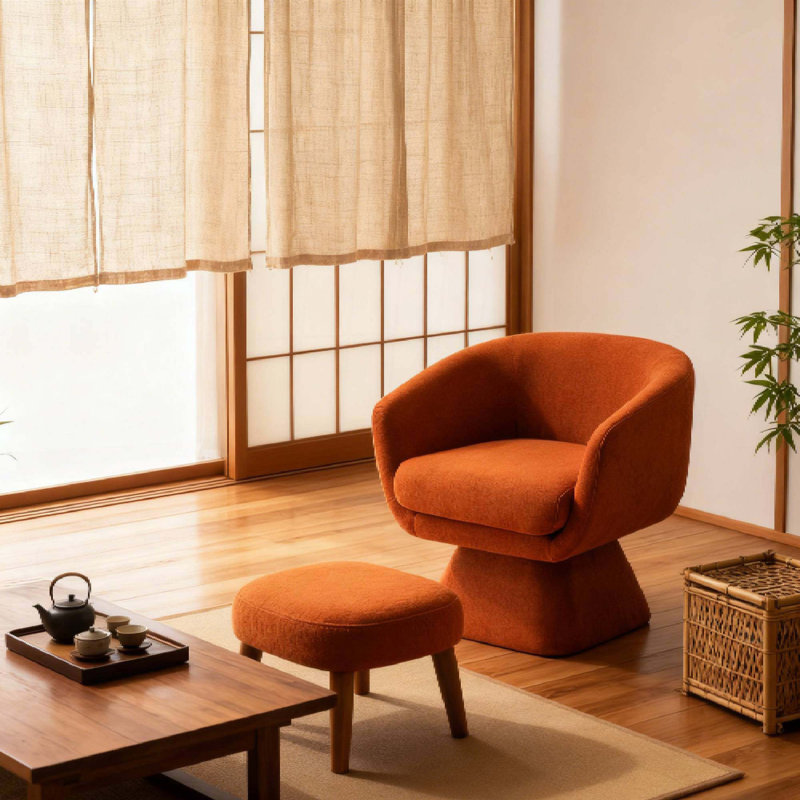 Fauteuil Lazy avec repose-pieds, fauteuil d'appoint moderne, Orange