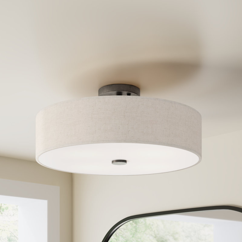 Flaire Linen Blend Semi Flush Mount, English Bronze