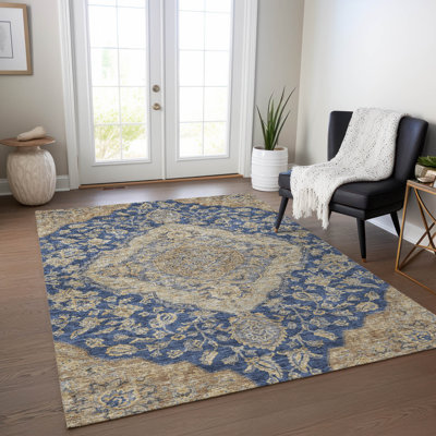 Tapis d'intérieur / extérieur bleu Celia 