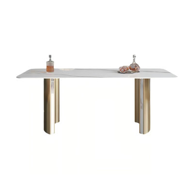 Sintered Stone Stainless Steel white Dining Table