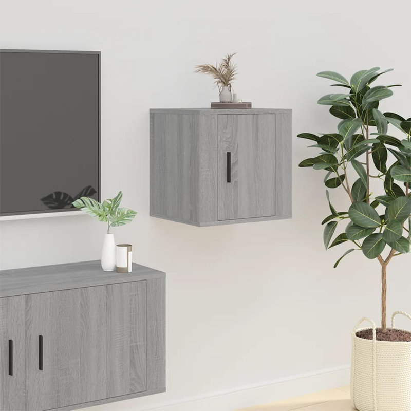 Orose Unfinished TV Stand for TVs up to 28" with Fireplace Included, Grey Sonoma