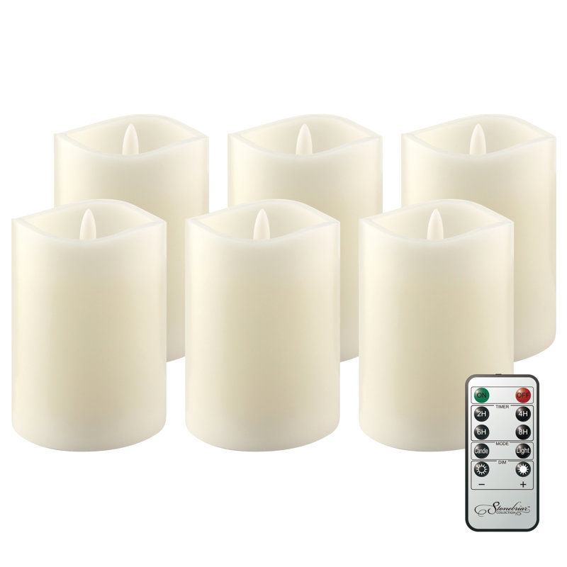 Ensemble de bougies pilier 6 pièces Jhara, Crème, H 4 po x l 3 po x P 3 po