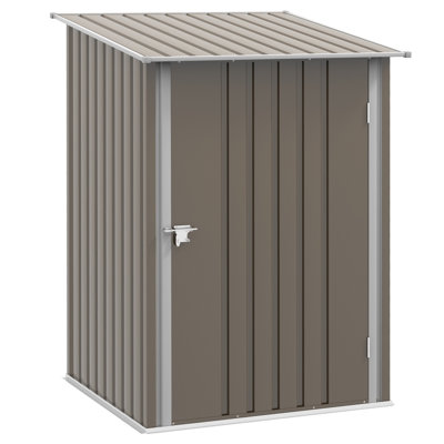 3.3' x 3.4' Lean-to Garden Storage  w/ Lockable Door Brown