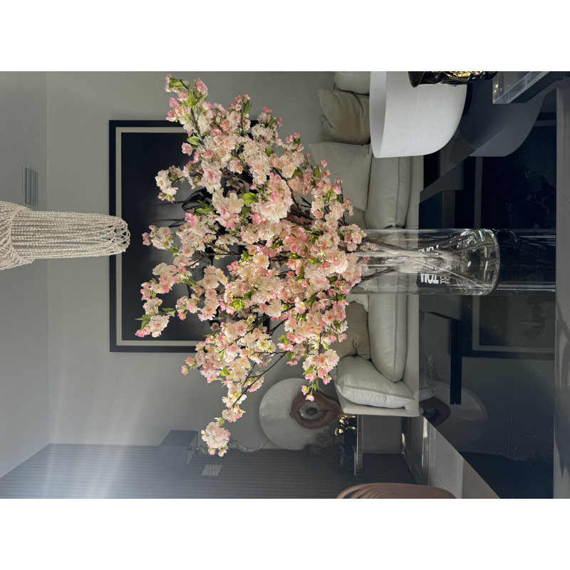 Cherry Blossoms In 16" Glass Cylinder, Pink