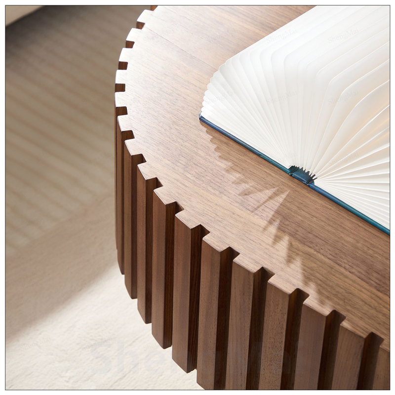 Table basse ovale moderne pour le salon, petite table en bois avec base de piédestal robuste pour le bureau