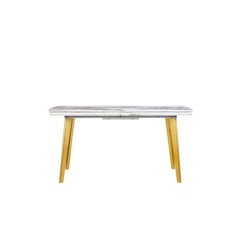 Balmer Extendable Metal Base Dining Table, Gold