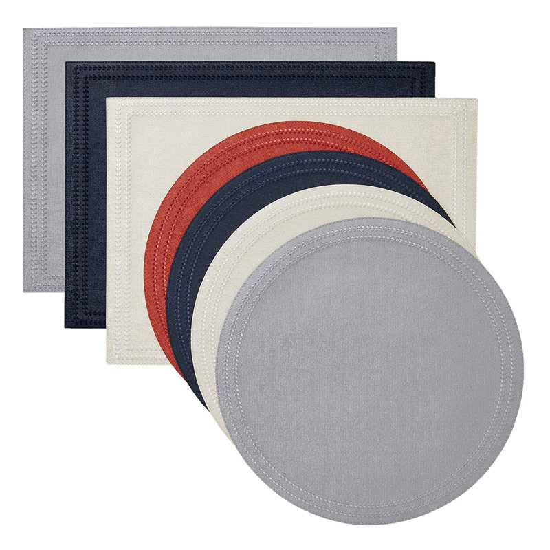 Paloma Linen Rectangle Placemat, Silver Gray