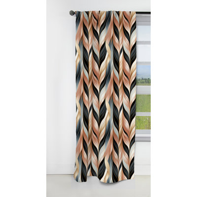 Glamour In Rose Gold Damask Pattern - Abstract Marble Damask Blackout Curtain - 1 Panels