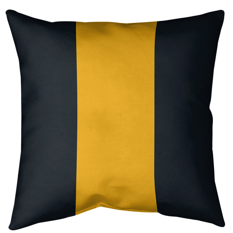 Housse de coussin, 16 po x 1 po, Noir / or, Sergé de coton