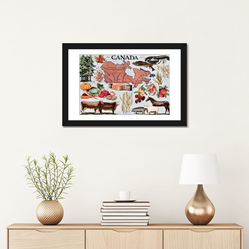 Publicité rétro sur toile Canada, Papier beaux-arts encadré noir, Blanc, H 24 po x l 32 po x P 1 po