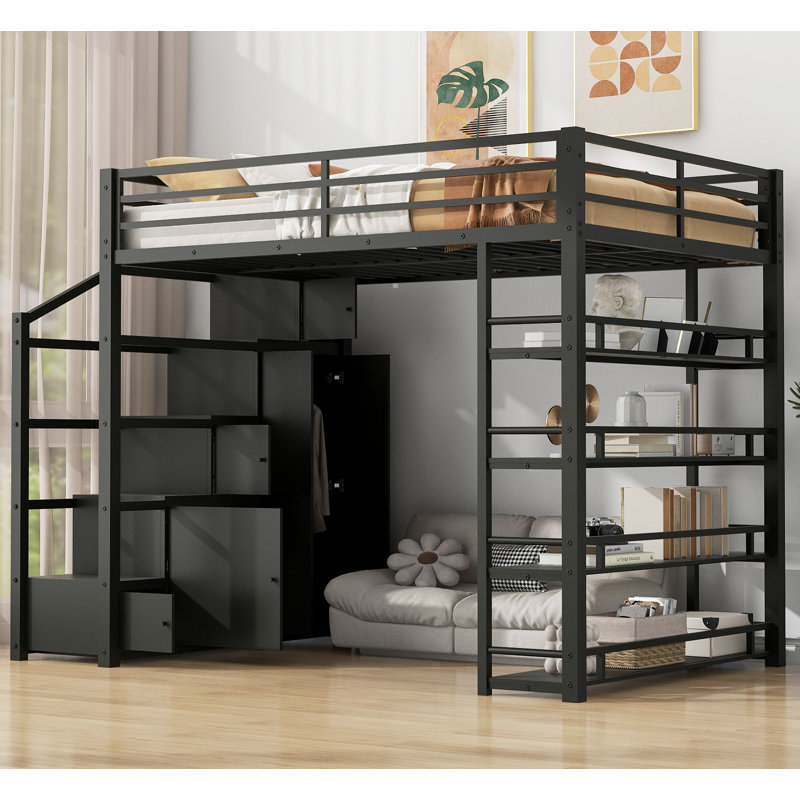Full Metal Loft Bed With Storage