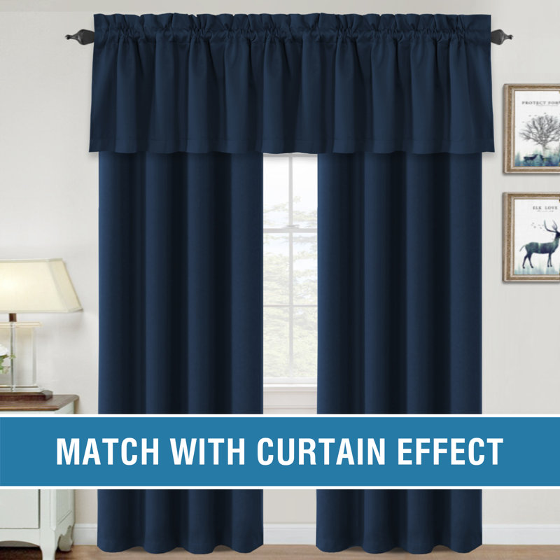 100% Blackout Curtain Valances for Kitchen Windows/Bathroom/Living Room/Bedroom Thermal Insulated Rod Pocket Valances for Windows, 2 Pack