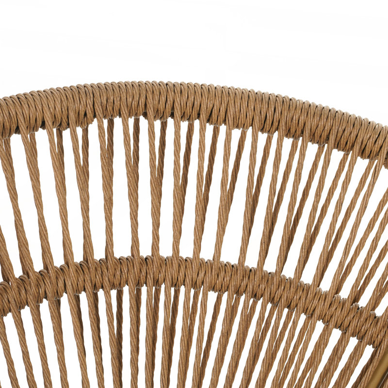 Ensemble de 2 chaises longues d'extérieur en osier, Coussin beige / structure brun clair