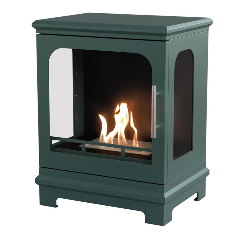 17 Stories 45cm W Bio-Ethanol Fireplace with 546 BTU, Black Green