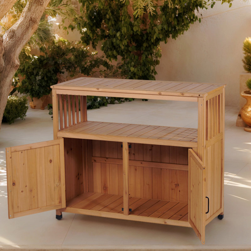 Ensemble de table de bar en bois avec rangement et buffet