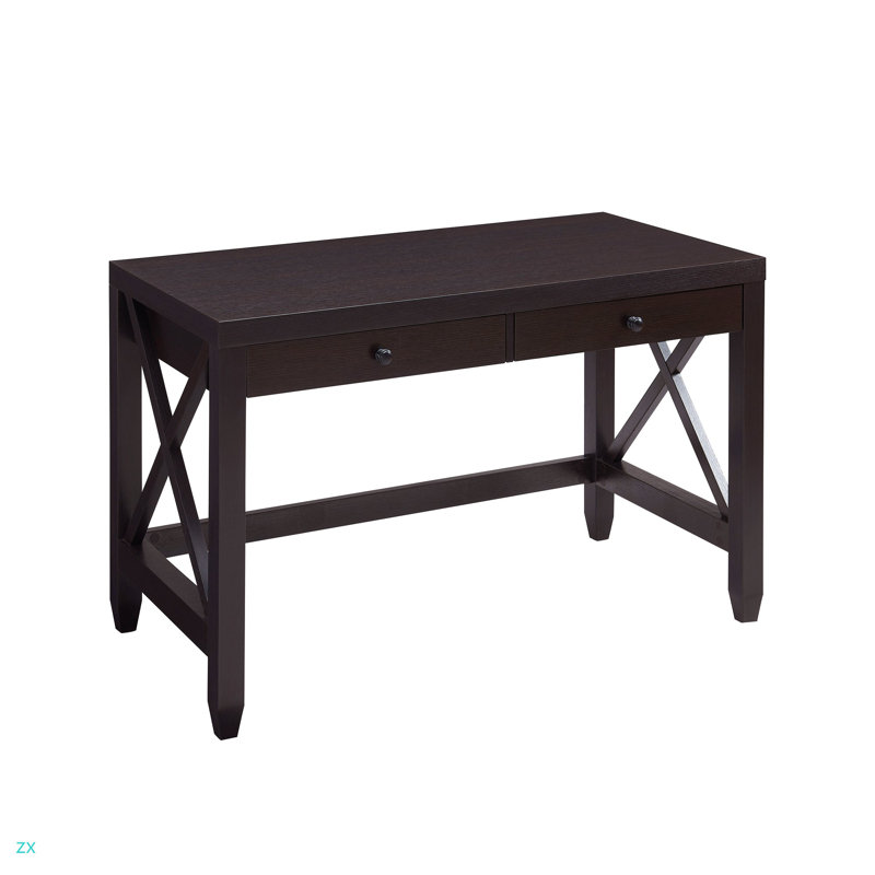 Table de bureau à domicile avec deux tiroirs et poignées en bois