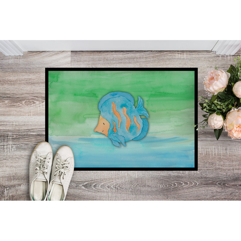Tapis d’extérieur antidérapant en aquarelle de poisson, Rectangle 24 po x 36 po