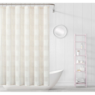Striped Polyester Embroidered Shower Curtain