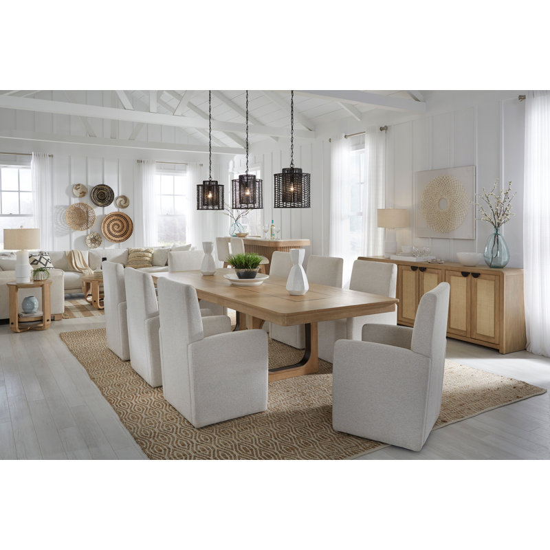 Pula Rectangular Table With Console And 8 Caster Chairs