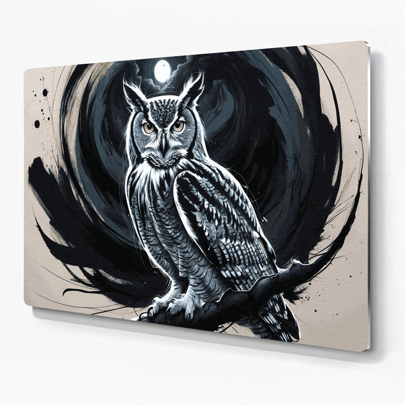 Art mural en métal noir Wildlife Owl, H 16 po x l 20 po