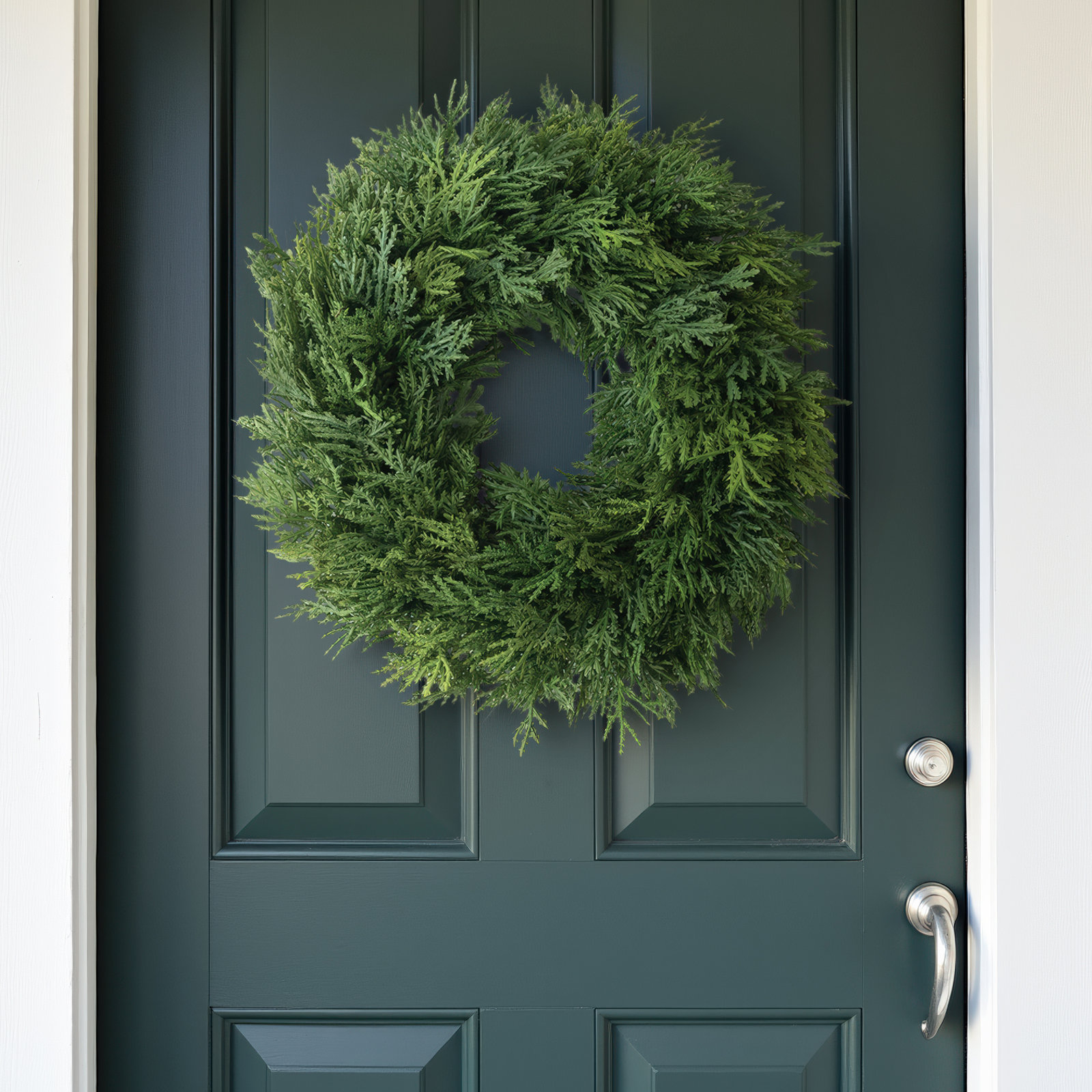 Artificial Lush Cedar Wreath, 12" H x 12" W x 3" D