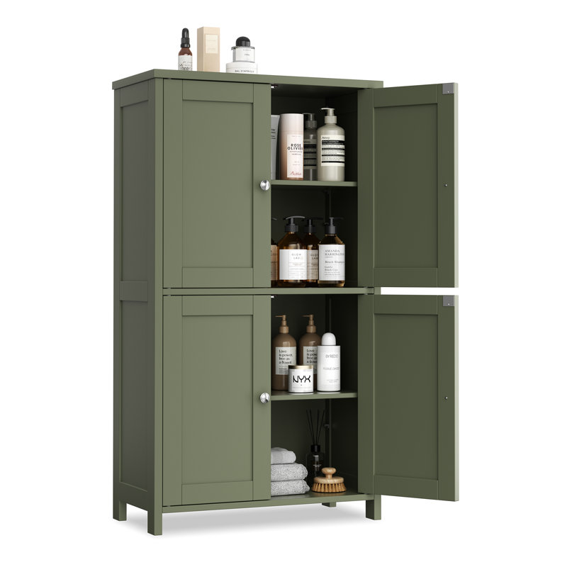 42.6" H Floor Storage Cabinet, Freestanding Cabinet With 4 Doors, Green