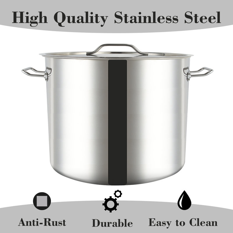 100 Quart Stainless Steel Stock Pot with Strainer Basket