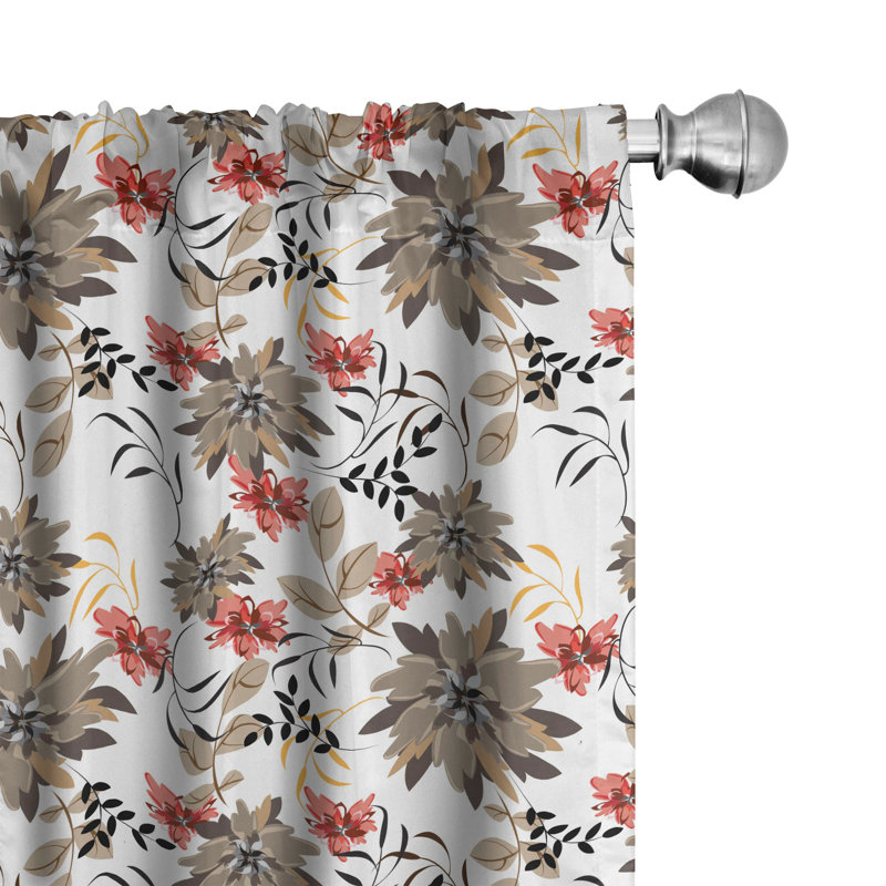 Floral Semi-Sheer Rod Pocket Curtain Panels, 28" W x 84" L