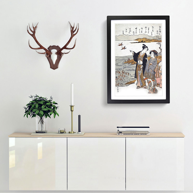 Autumn Evening by Katsukawa Shunsho - Framed Print, 33cm H x 24cm W x 2cm D, Black Framed