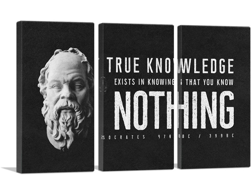 La véritable connaissance existe dans la connaissance de Socrates - ensemble de 3 reproductions d'art texturé sur toile tendue