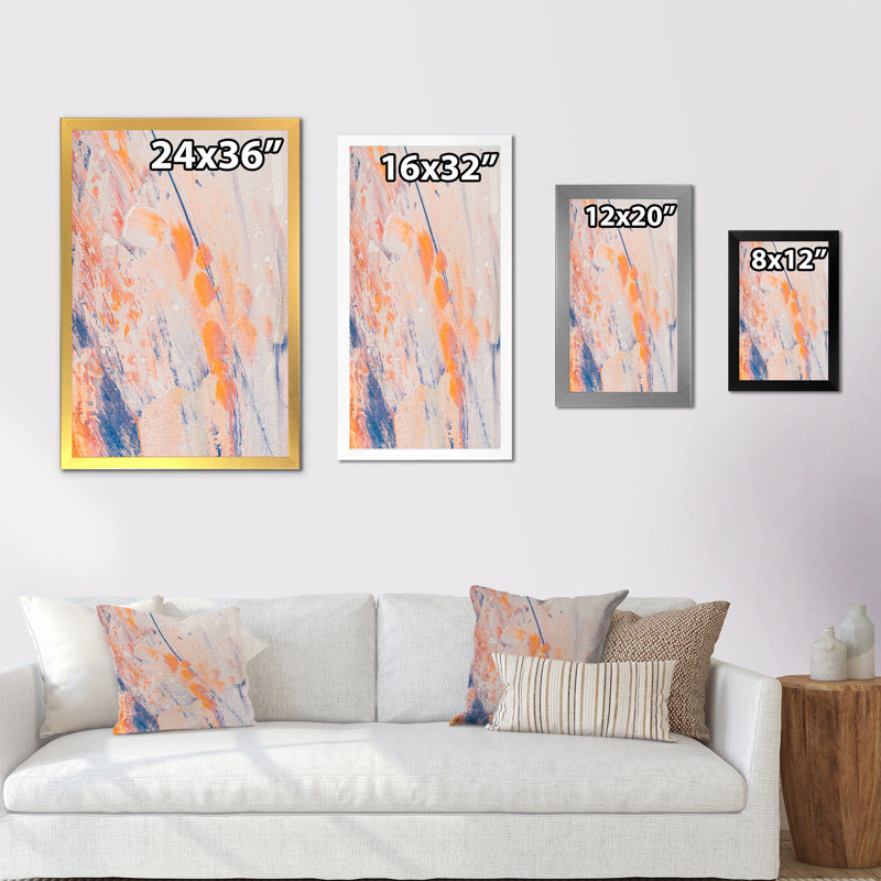 «Orange and Blue Abstract Brush Strokes», reproduction d'art moderne et contemporaine sur toile, H 20 po x l 12 po x P 1 po