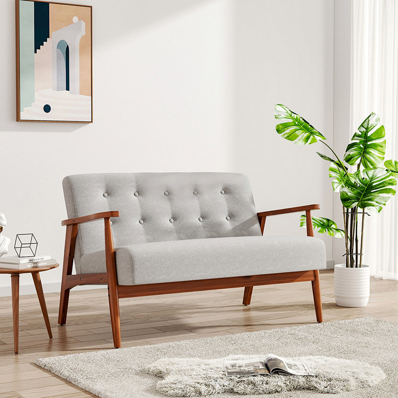 2 Seater Linen Loveseat, Burlywood