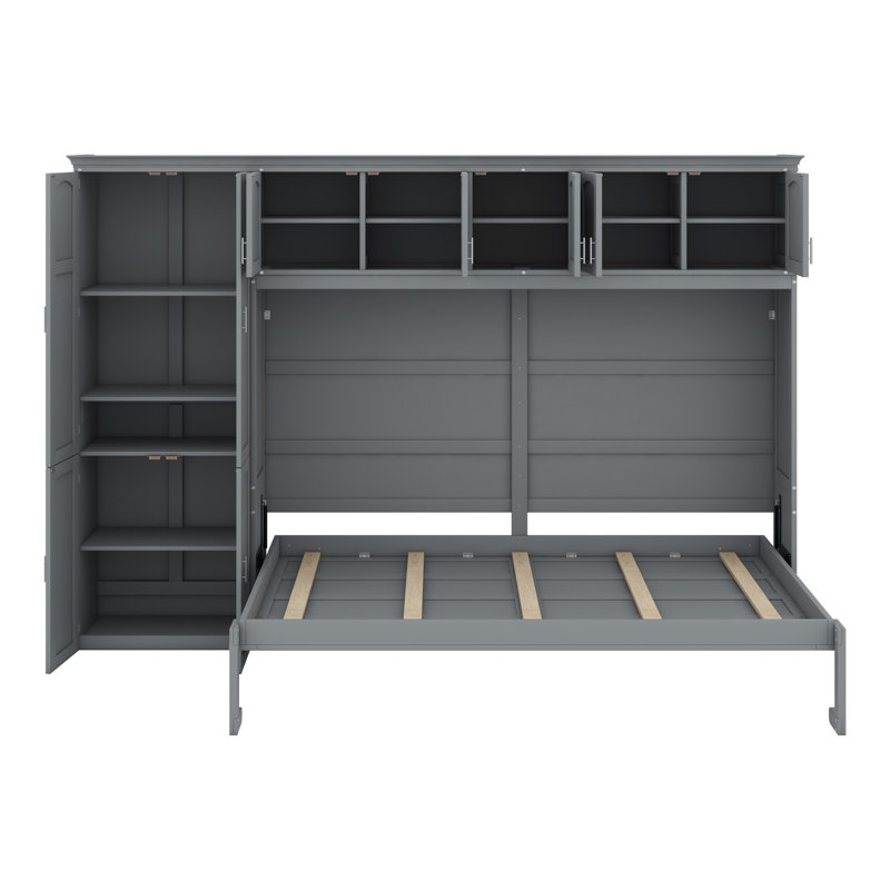 Lit escamotable mural avec armoires Murphy, gris