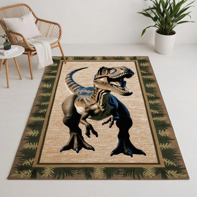 Tapis intérieur et extérieur beige Dinosaurs