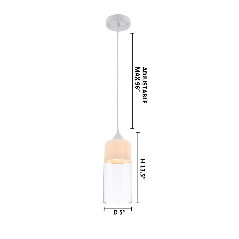 Matte White Single Pendant Light with Clear Glass Shade