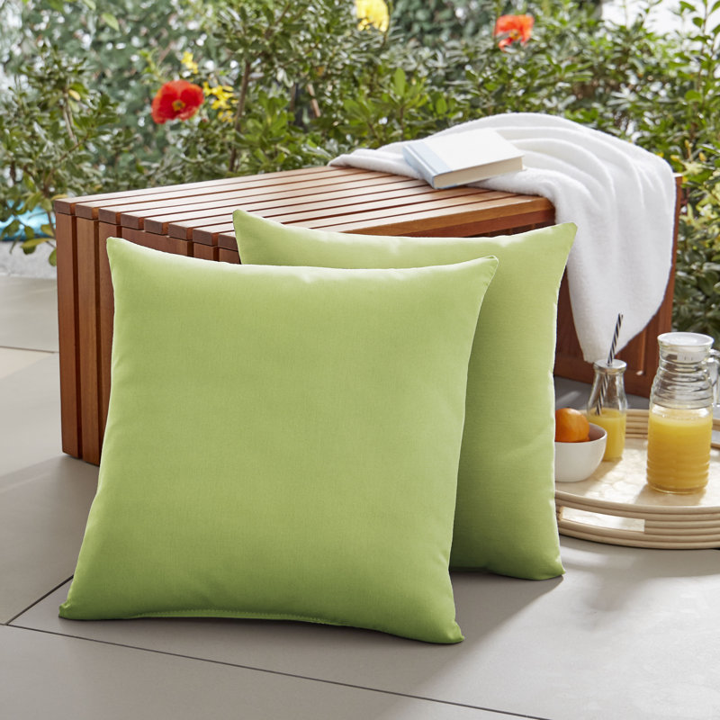 Borgey Outdoor Reversible Throw Pillow, Fresco Apple Green, 18" H x 18" W x 6" D