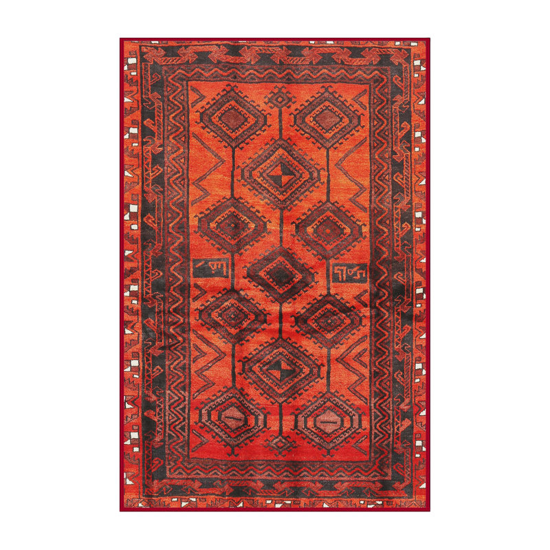 Tapis orange Southwestern, Rectangle 5 pi x 7 pi