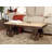 Crothers Wooden Vintage Industrial Inspired Brown Bench with Wheels and Linen Upholstered Seat