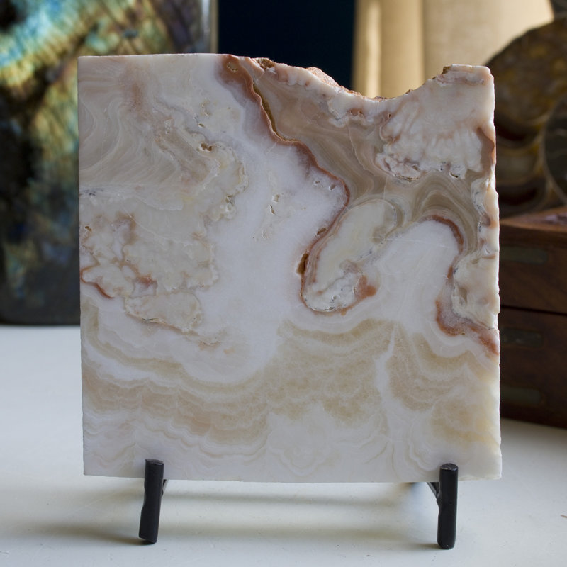 Agate translucide miel avec support