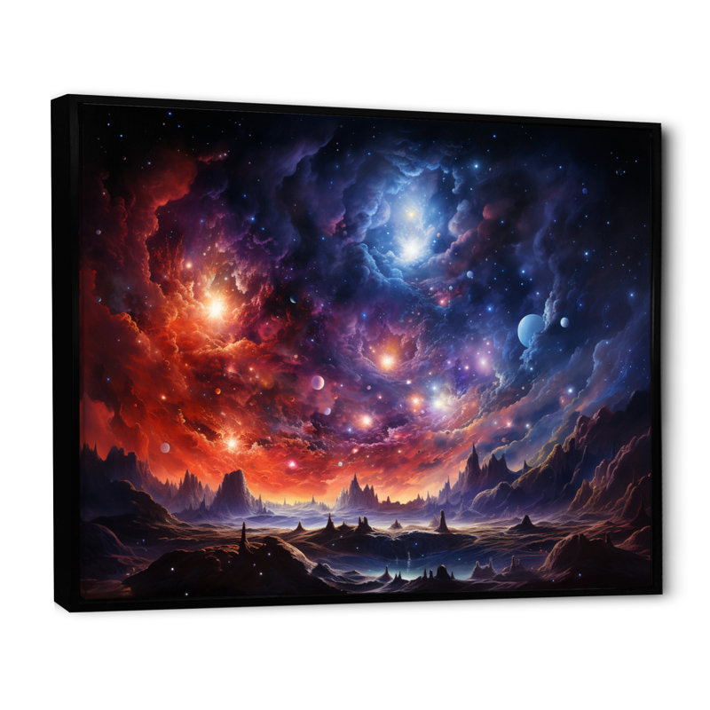 Berlon Galaxy Celestial Fireworks IV - impression, Cadre flottant noir, H 30 po x l 40 po x P 1,5 po