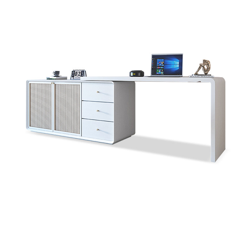 Bureaux rectangulaires en bois massif, H 29,53 po x l 106,3 po x P 19,69 po, Blanc