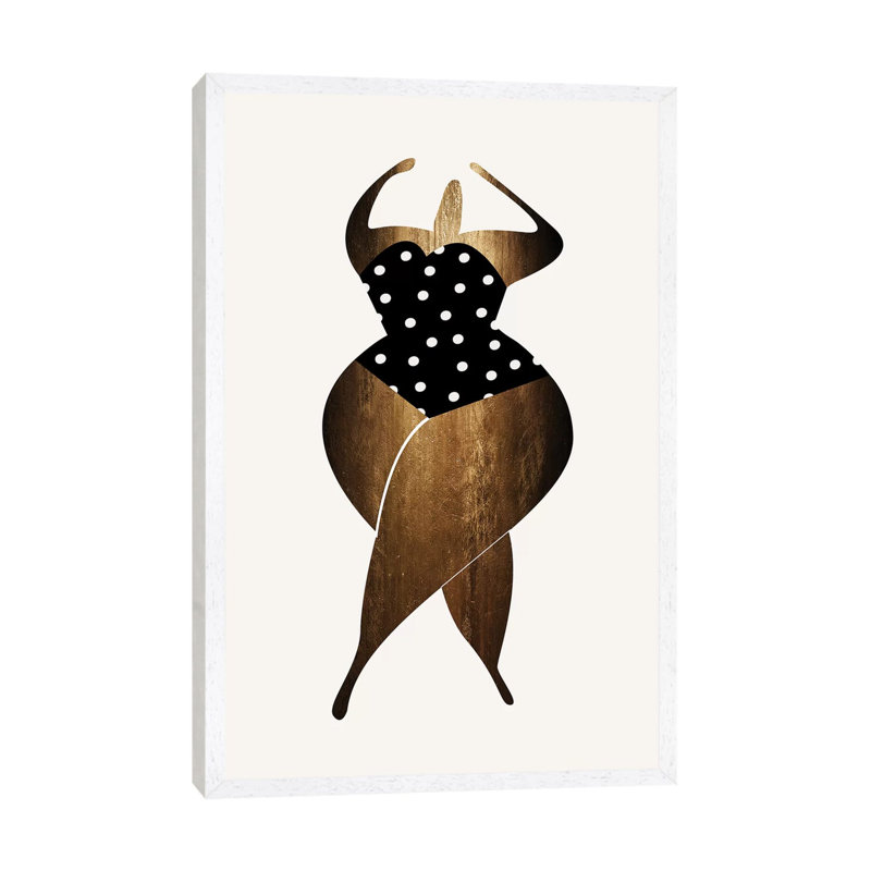 Dancing In The Sun - Gold by Kubistika - Print on Canvas, 66.04cm H x 45.72cm W x 3.81cm D, White Floater Framed