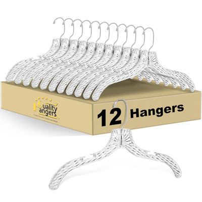 Ensemble de 12 cintres en plastique de qualité - cintres en cristal pour vêtements - ensemble de cintres en plastique durable - cintres invisibles pour costumes - cintres robustes - cintres antidérapants