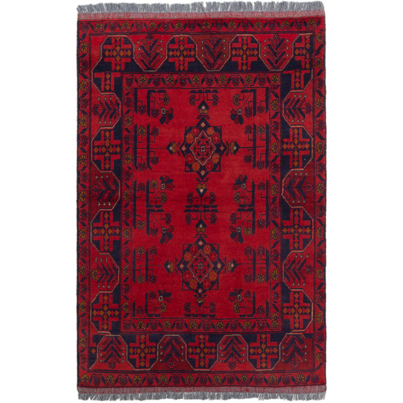 Tapis de zone en laine rouge 3 pi 2 po x 4 pi 10 po à main one-of-kind-noué la 2010 esari turque Alarick