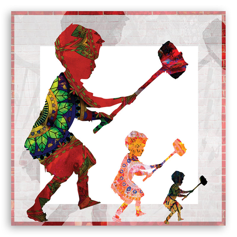 Banksy Boy With A Hammer - No Frame Print on Canvas, 40cm H x 40cm W